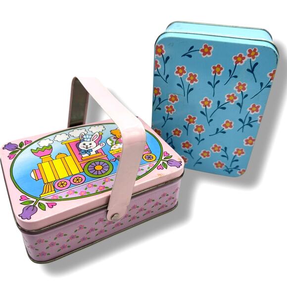 Other - X2 Spring Easter Tin Boxes - vintage 80s 90s